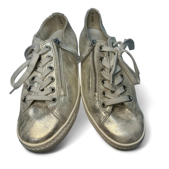 Paul Green Gold/Silver Metallic Tamara Zip Leather Sneakers - UK 5.5, US 8 - Picture 9 of 13